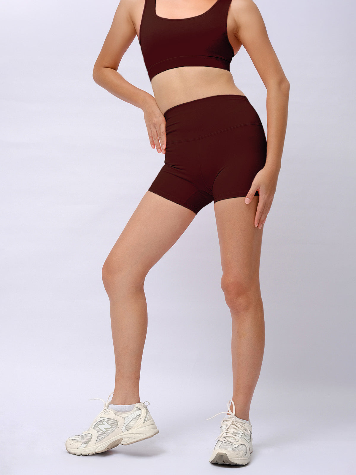 Solid High-Rise Shorts 4