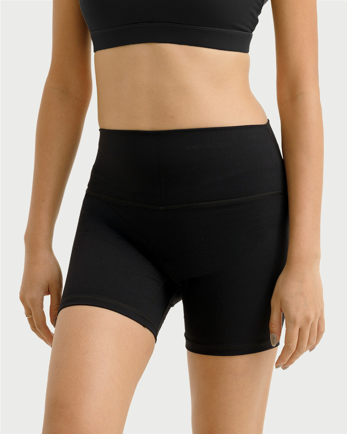 Solid High-Rise Shorts 4