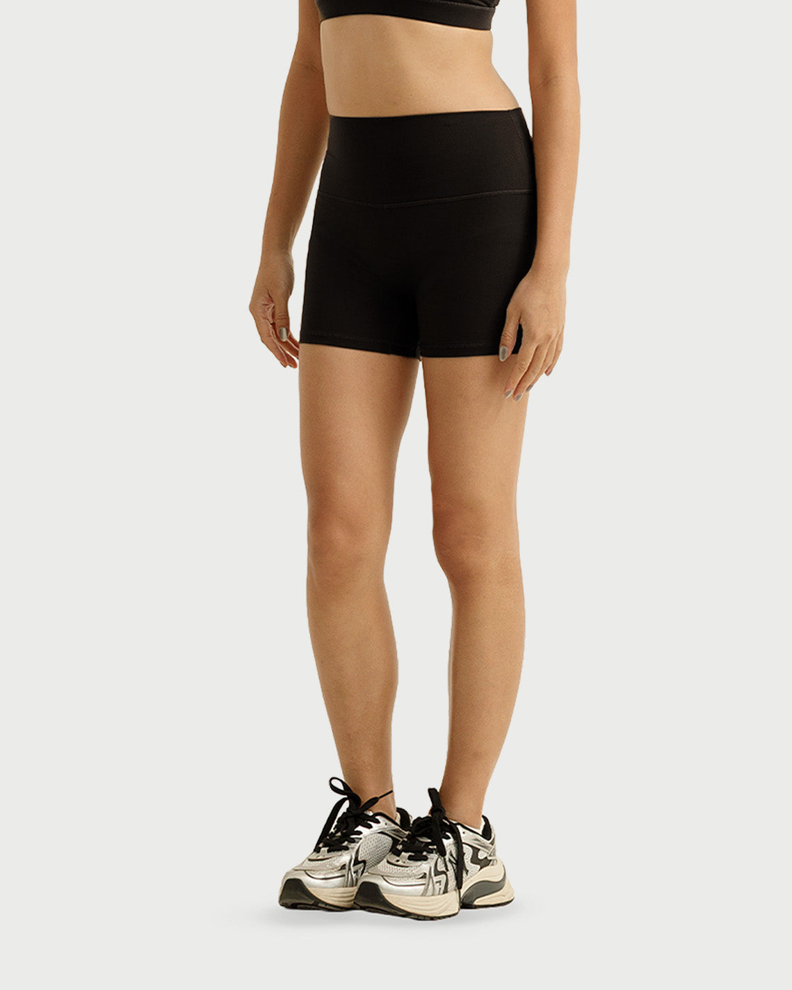 Solid High-Rise Shorts 4