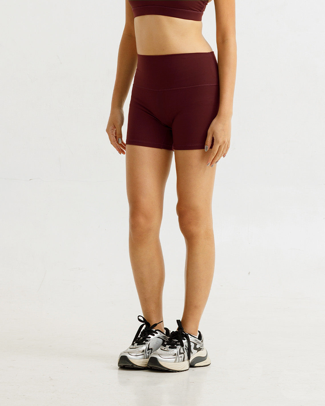 Solid High-Rise Shorts 4