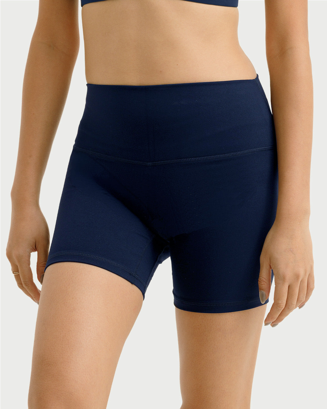 Solid High-Rise Shorts 4
