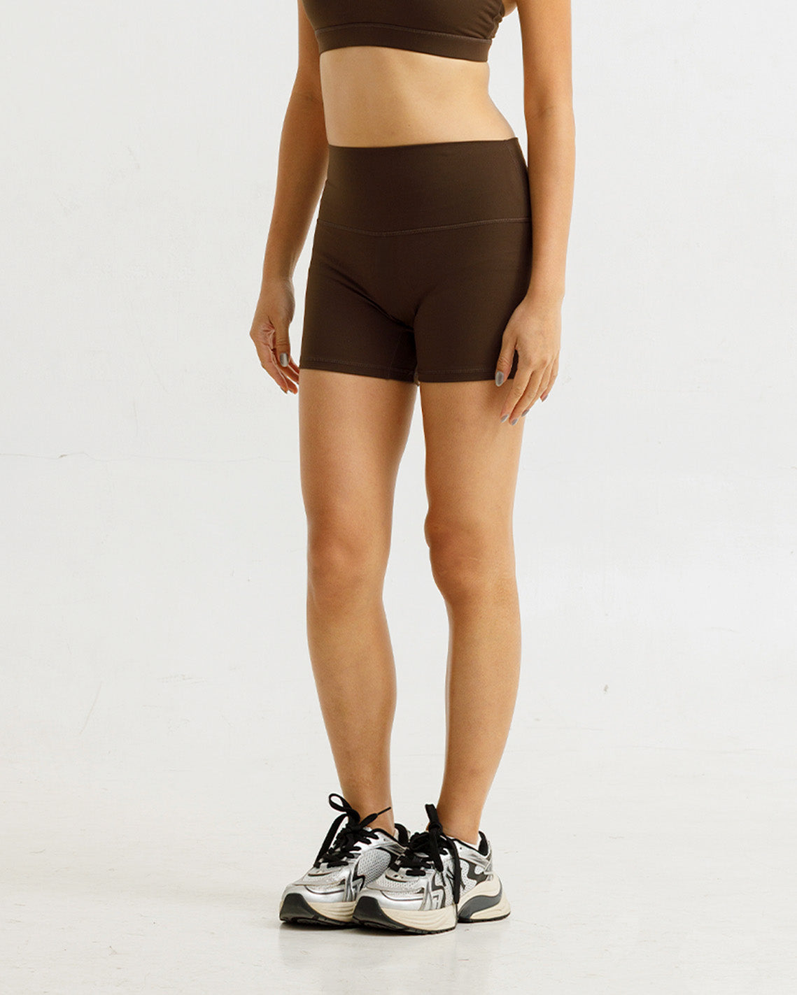 Solid High-Rise Shorts 4