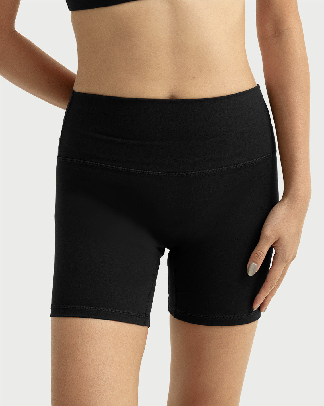 Solid High-Rise Shorts 6