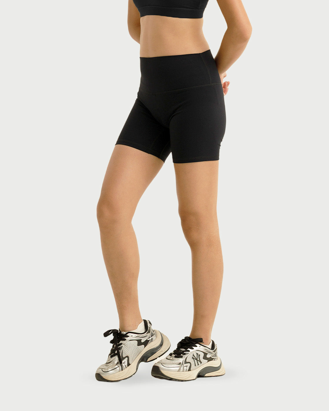 Solid High-Rise Shorts 6