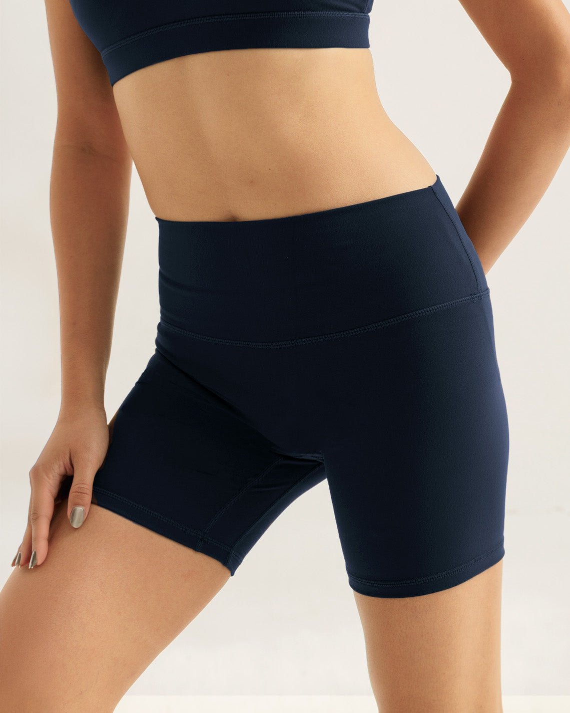 Solid High-Rise Shorts 6
