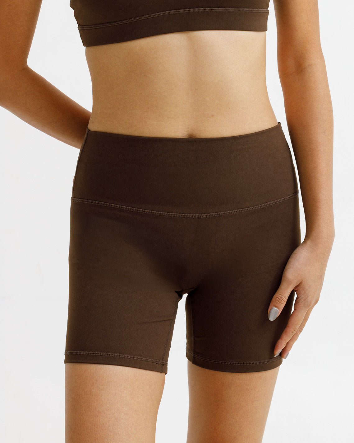 Solid High-Rise Shorts 6