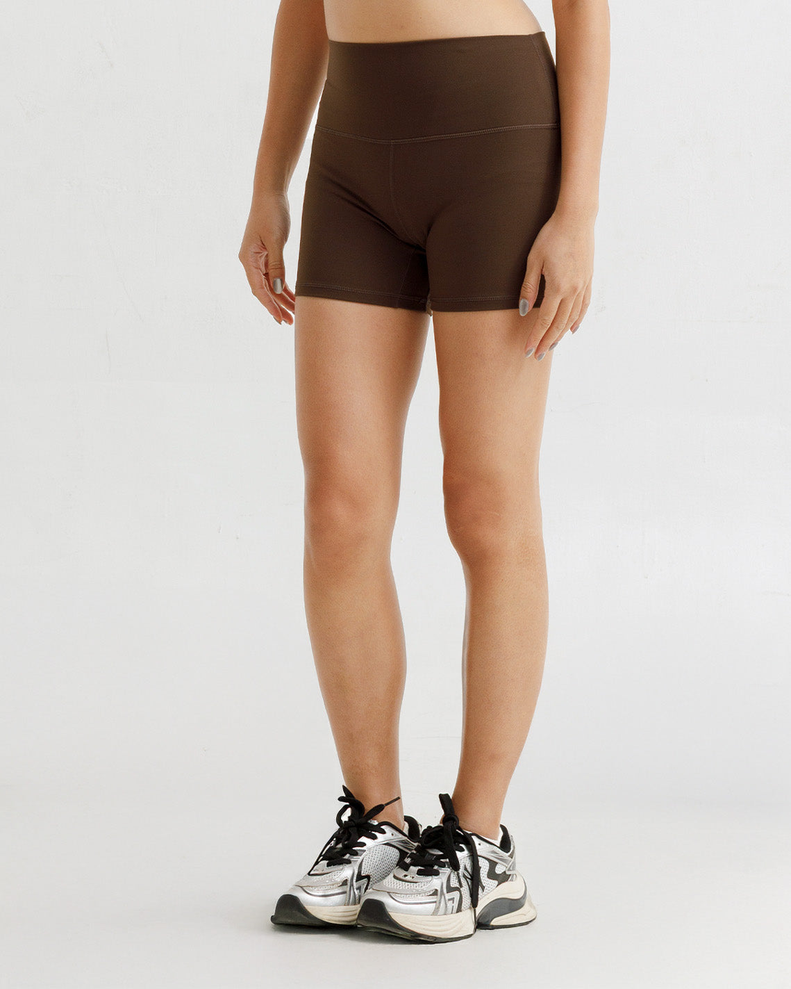 Solid High-Rise Shorts 4
