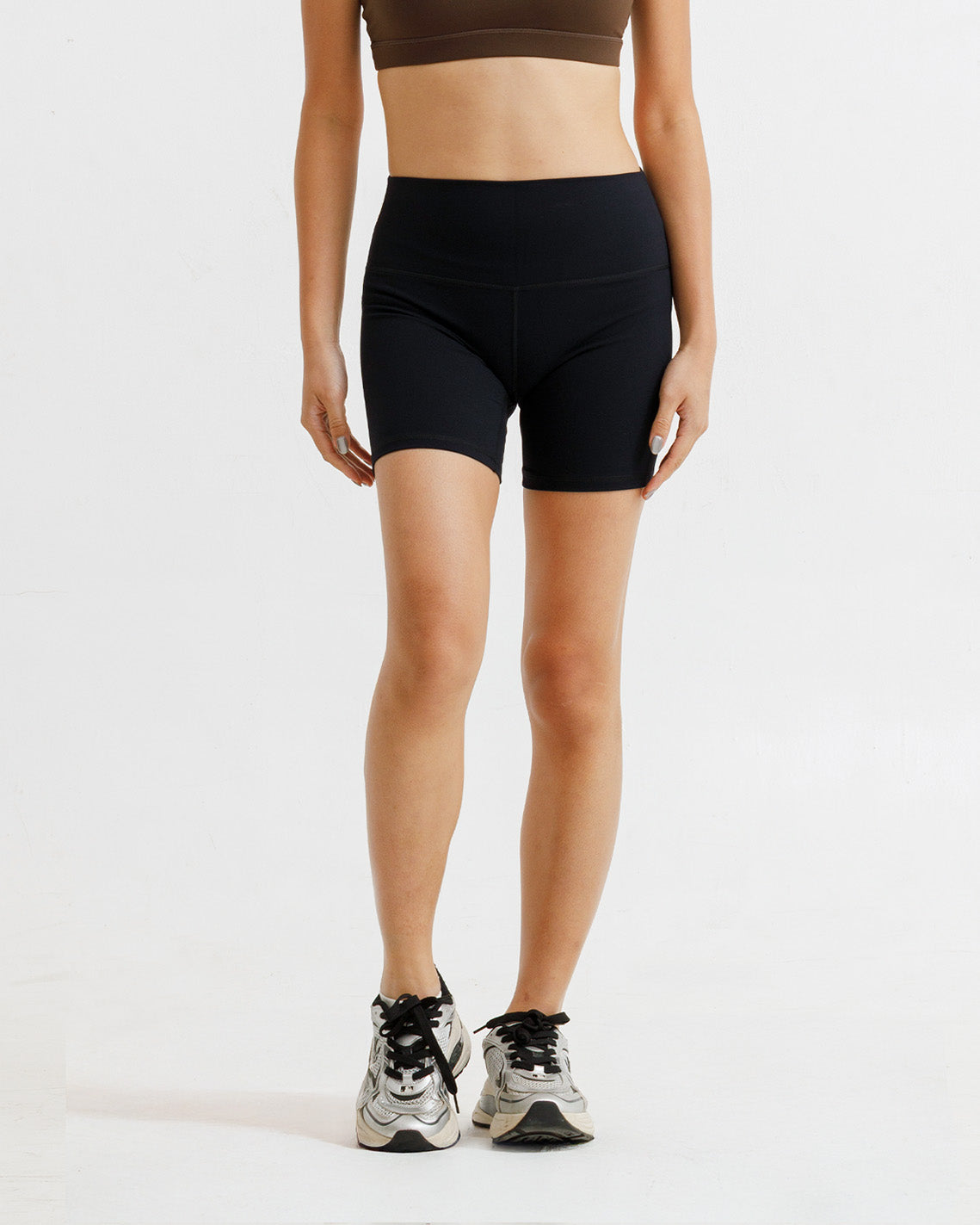 Solid High-Rise Shorts 6